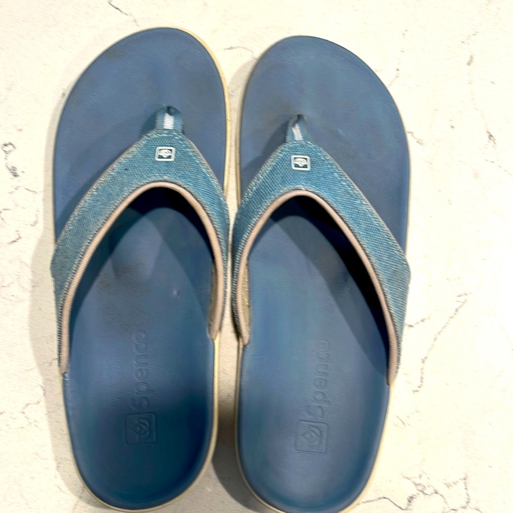 Spenco orthopedic Flip Flop denim blue size 9